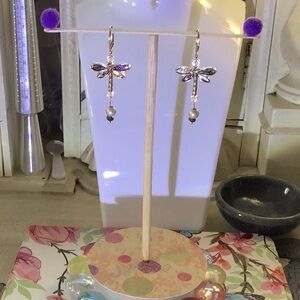 Handmade Awesome Gold-tone Enameled Abalone-Look Earrings